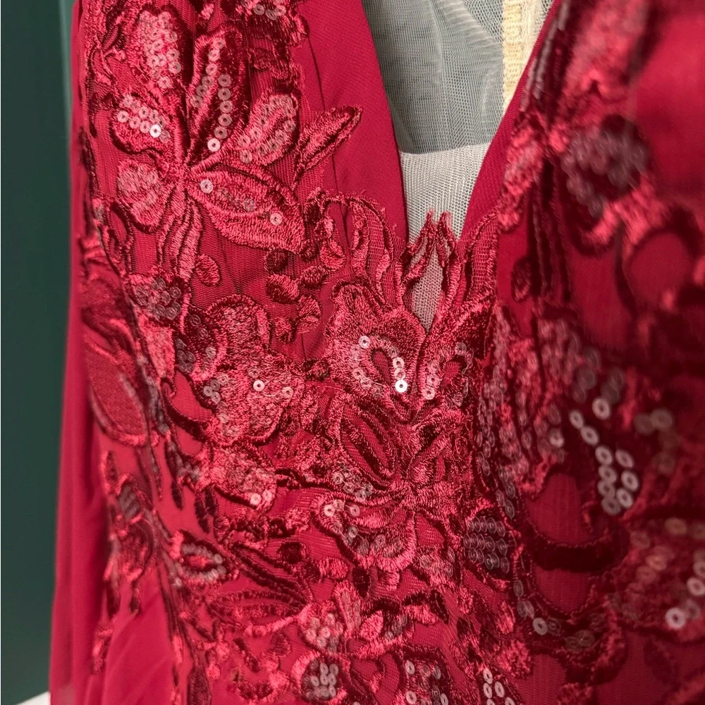 NWT JJs House Burgundy Bridesmaid Formal Prom Ren Fair Dress with Cape - Picture 8 of 13